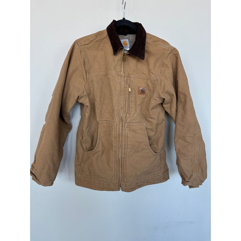 Carhartt Detroit Jacket Tan Duck Canvas Blanket Lined YYC61 CML Youth XL 14/16